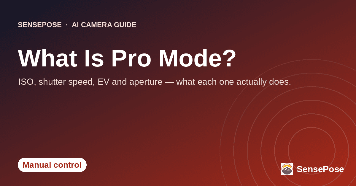 Pro Mode camera controls — ISO, shutter, EV and aperture dials on a phone screen